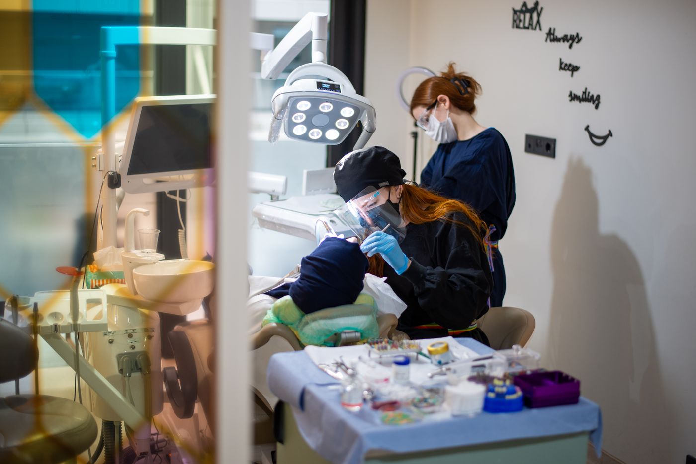 Clinicians working together in a modern dental surgery